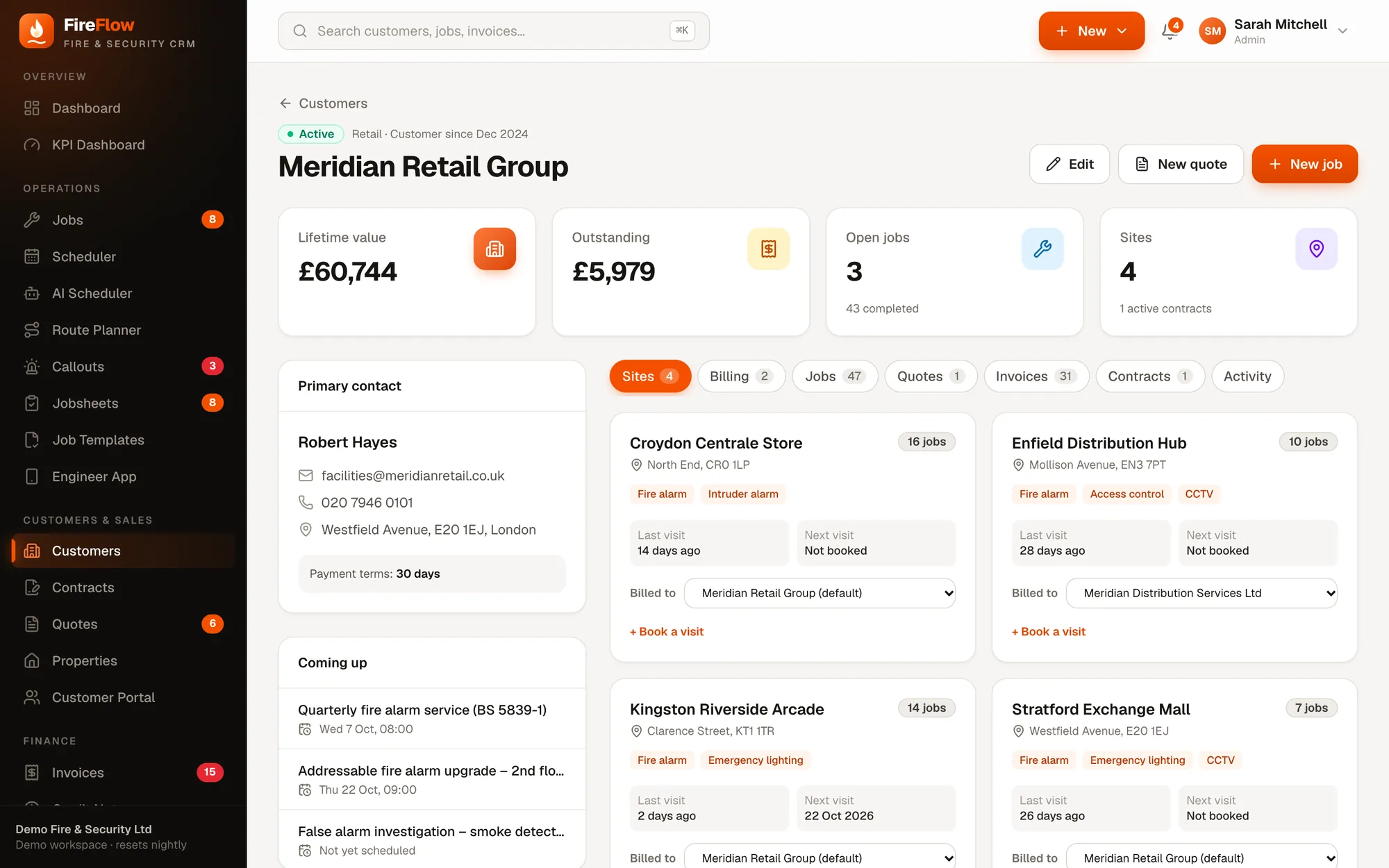 Meridian Retail Group customer page